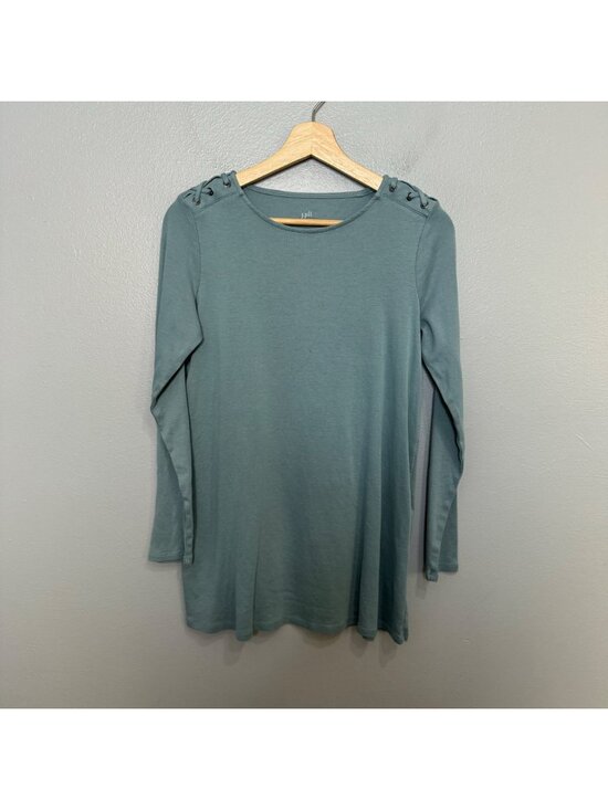 J. Jill Tops - J.JILL pima cotton laced shoulder tunic in sage green size S